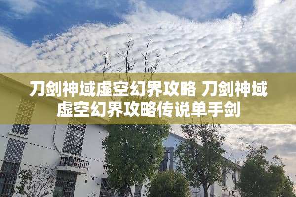 刀剑神域虚空幻界攻略 刀剑神域虚空幻界攻略传说单手剑