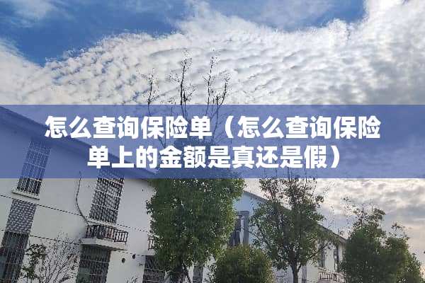 怎么查询保险单（怎么查询保险单上的金额是真还是假）