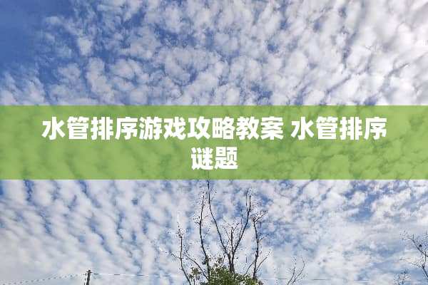 水管排序游戏攻略教案 水管排序谜题 水管排序游戏攻略教案 水管排序谜题