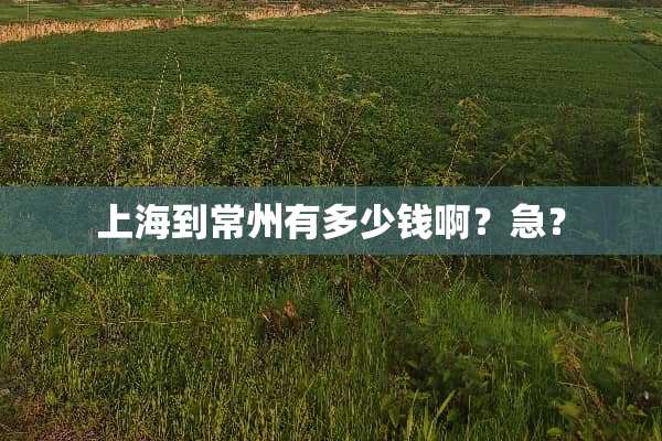 上海到常州有多少钱啊？急？