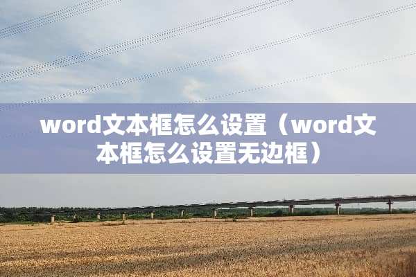 word文本框怎么设置（word文本框怎么设置无边框）