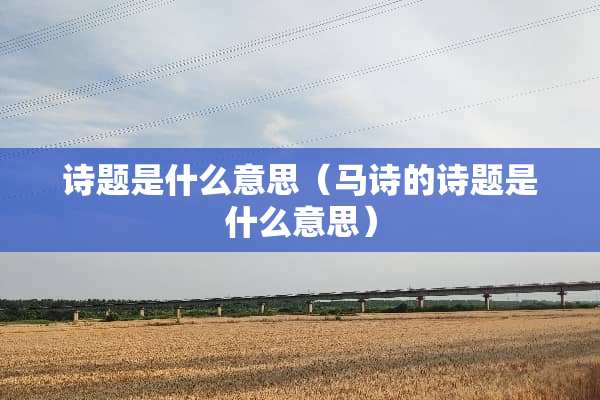 诗题是什么意思（马诗的诗题是什么意思）