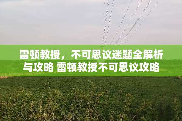 雷顿教授，不可思议迷题全解析与攻略 雷顿教授不可思议攻略