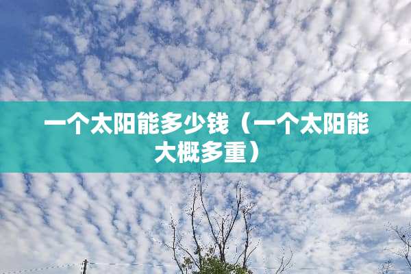 一个太阳能多少钱（一个太阳能大概多重）