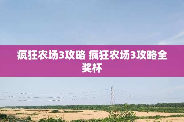 疯狂农场3攻略 疯狂农场3攻略全奖杯