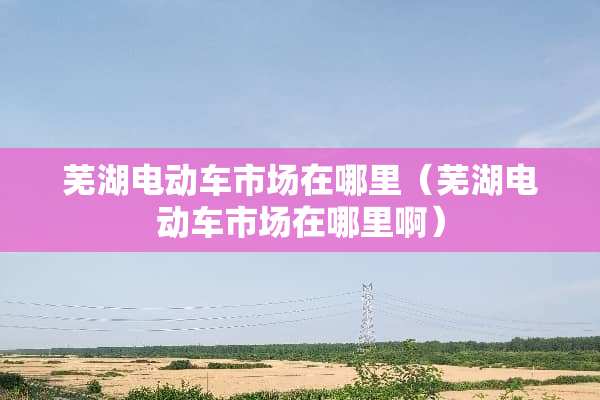 芜湖电动车市场在哪里（芜湖电动车市场在哪里啊）