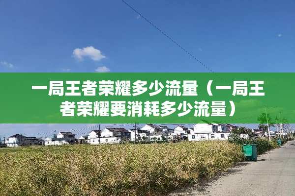 一局王者荣耀多少流量（一局王者荣耀要消耗多少流量）