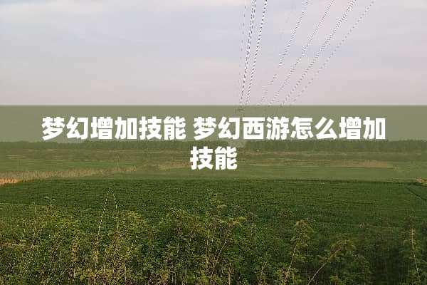 梦幻增加技能 梦幻西游怎么增加技能