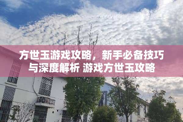 方世玉游戏攻略，新手必备技巧与深度解析 游戏方世玉攻略