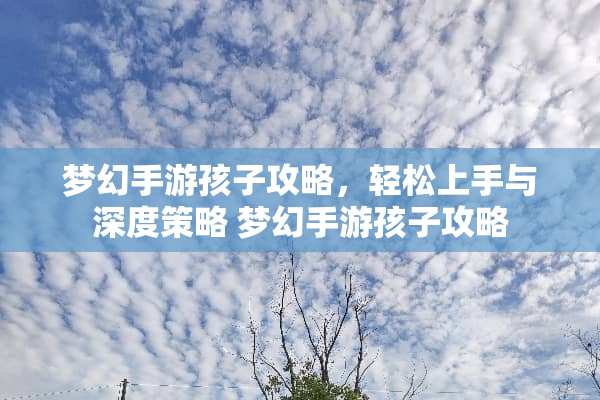 梦幻手游孩子攻略，轻松上手与深度策略 梦幻手游孩子攻略