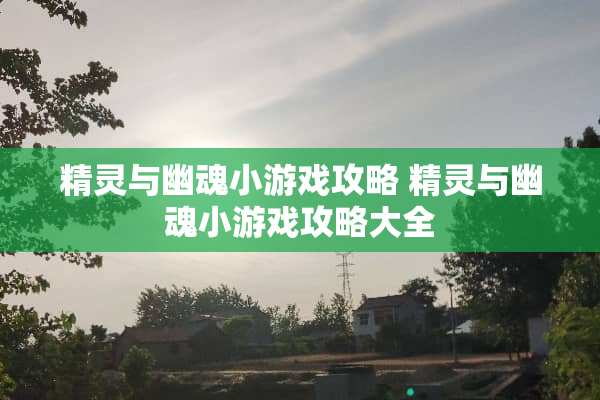 精灵与幽魂小游戏攻略 精灵与幽魂小游戏攻略大全