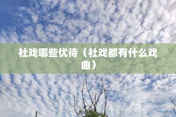 社戏哪些优待（社戏都有什么戏曲）
