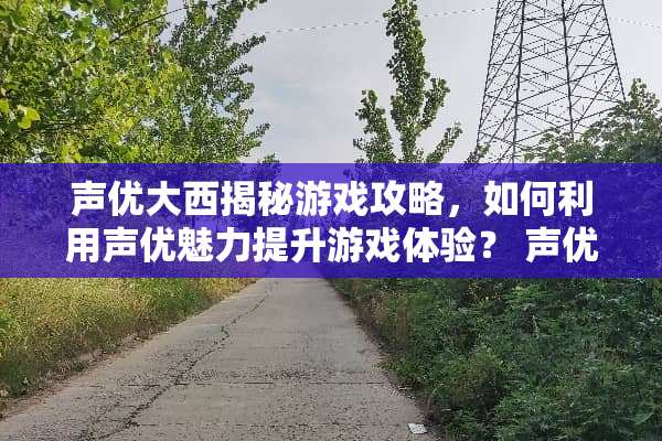 声优大西揭秘游戏攻略，如何利用声优魅力提升游戏体验？ 声优大西游戏攻略