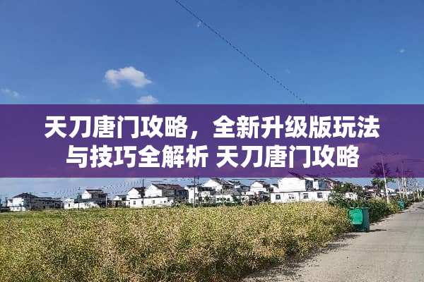 天刀唐门攻略，全新升级版玩法与技巧全解析 天刀唐门攻略