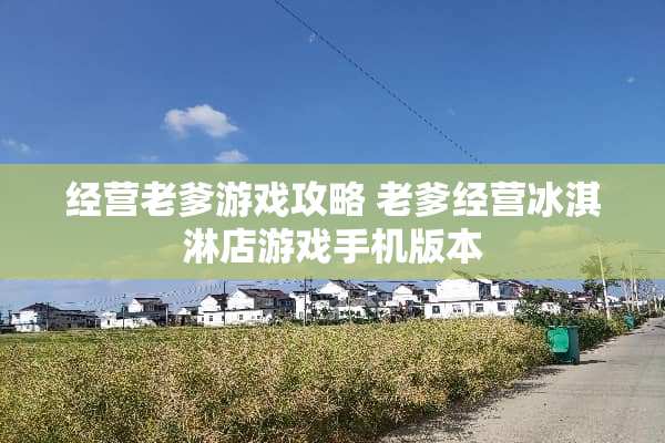 经营老爹游戏攻略 老爹经营冰淇淋店游戏手机版本