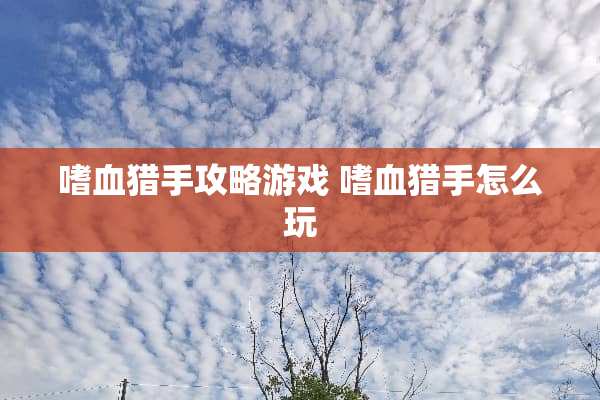 嗜血猎手攻略游戏 嗜血猎手怎么玩