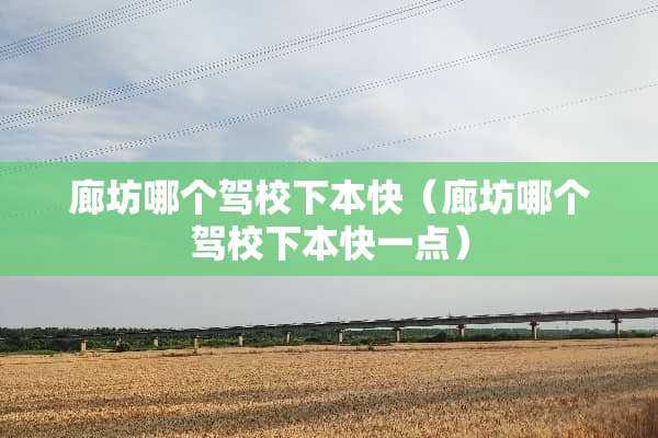 廊坊哪个驾校下本快（廊坊哪个驾校下本快一点）