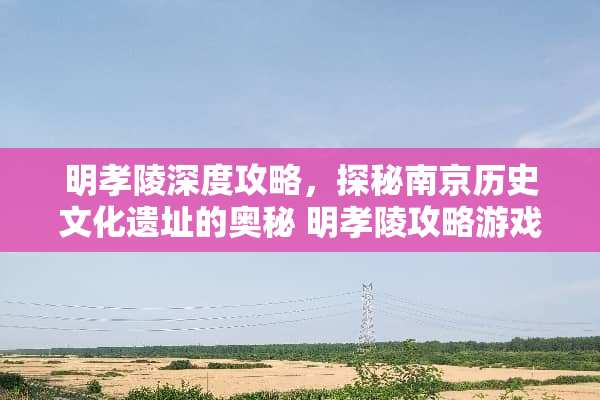 明孝陵深度攻略，探秘南京历史文化遗址的奥秘 明孝陵攻略游戏