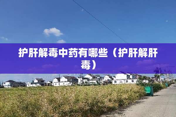 护肝解毒中药有哪些（护肝解肝毒）