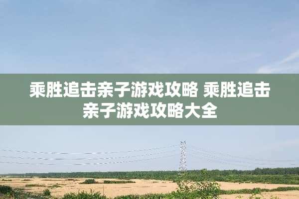 乘胜追击亲子游戏攻略 乘胜追击亲子游戏攻略大全