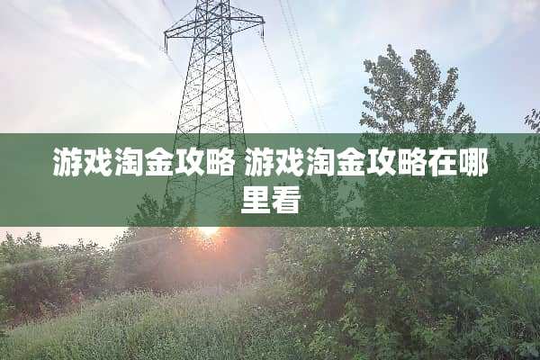 游戏淘金攻略 游戏淘金攻略在哪里看
