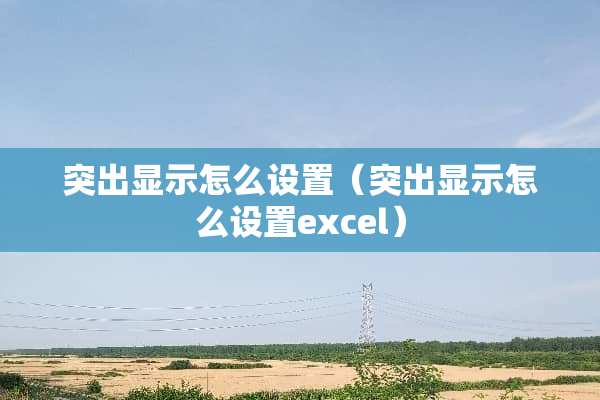 突出显示怎么设置（突出显示怎么设置excel）