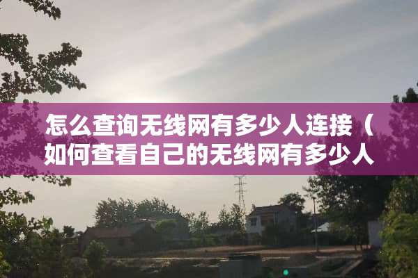 怎么查询无线网有多少人连接（如何查看自己的无线网有多少人连接）