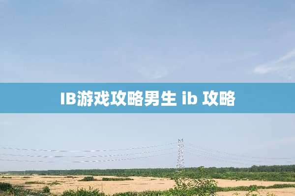 IB游戏攻略男生 ib 攻略
