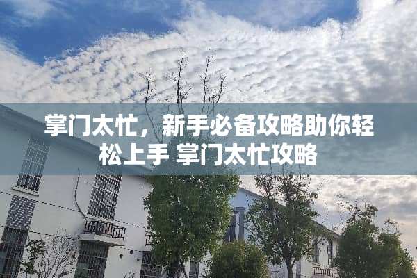 掌门太忙，新手必备攻略助你轻松上手 掌门太忙攻略