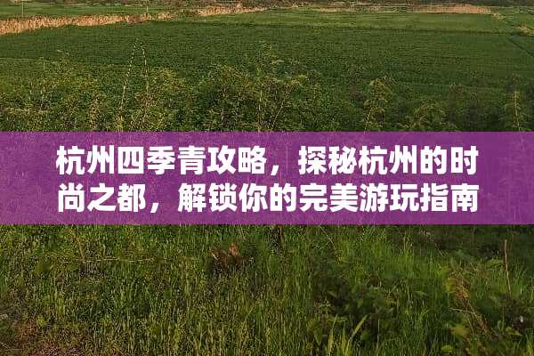 杭州四季青攻略，探秘杭州的时尚之都，解锁你的完美游玩指南 杭州四季青攻略