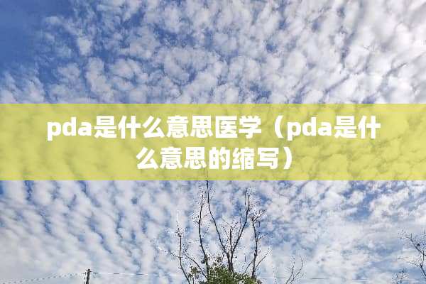 pda是什么意思医学（pda是什么意思的缩写）