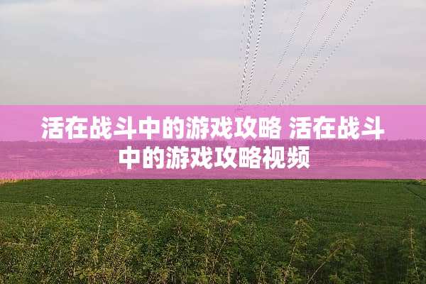 活在战斗中的游戏攻略 活在战斗中的游戏攻略视频