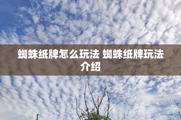 蜘蛛纸牌怎么玩法 蜘蛛纸牌玩法介绍