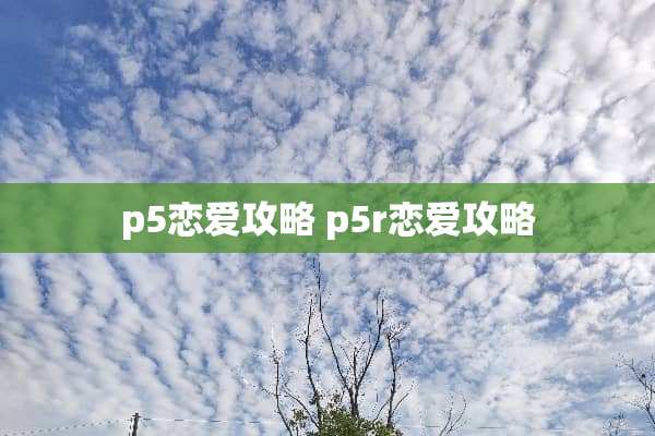 p5恋爱攻略 p5r恋爱攻略