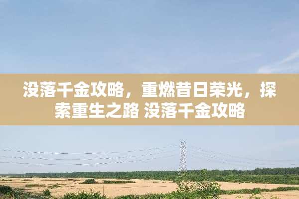 没落千金攻略，重燃昔日荣光，探索重生之路 没落千金攻略