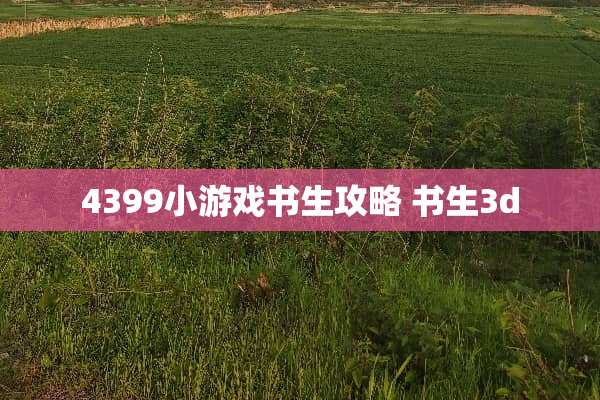 4399小游戏书生攻略 书生3d