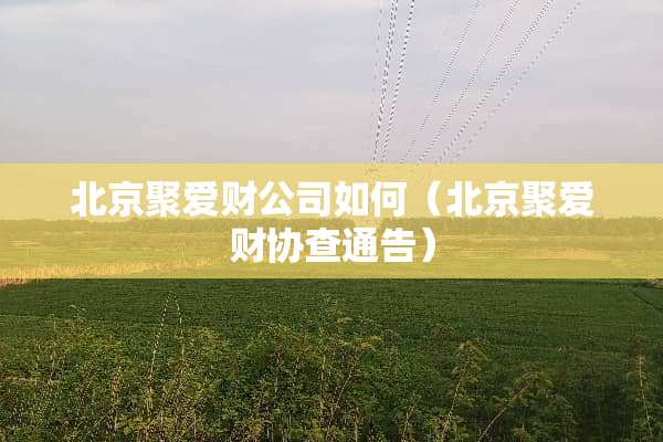 北京聚爱财公司如何（北京聚爱财协查通告）