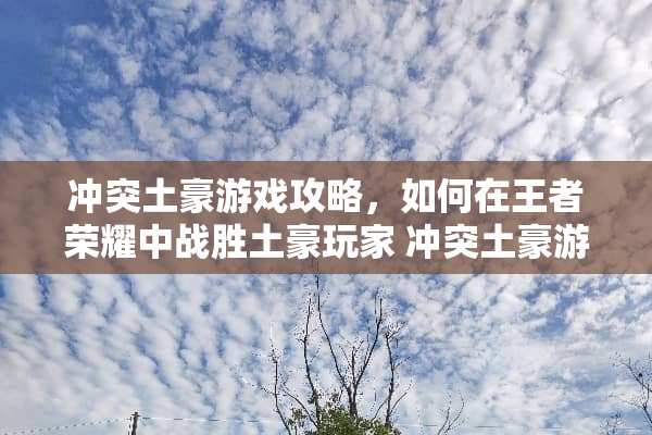 冲突土豪游戏攻略，如何在王者荣耀中战胜土豪玩家 冲突土豪游戏攻略