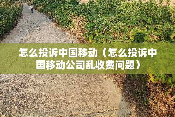 怎么投诉中国移动（怎么投诉中国移动公司乱收费问题）
