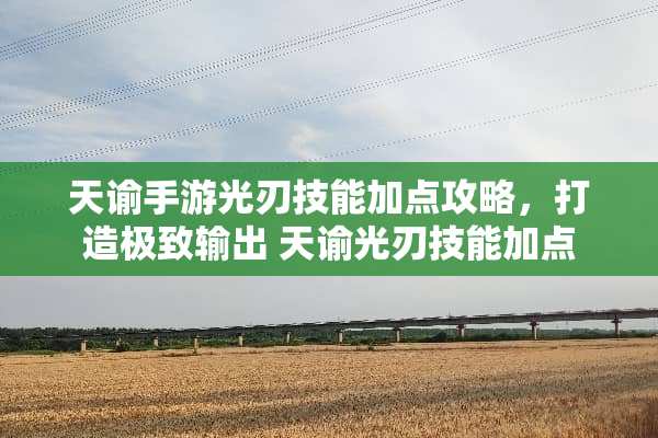 天谕手游光刃技能加点攻略，打造极致输出 天谕光刃技能加点