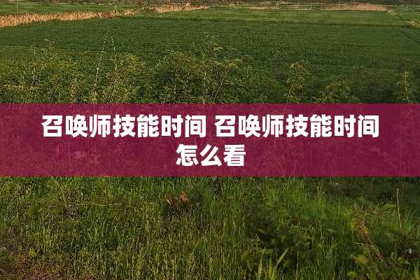 召唤师技能时间 召唤师技能时间怎么看