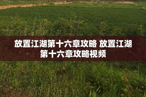 放置江湖第十六章攻略 放置江湖第十六章攻略视频