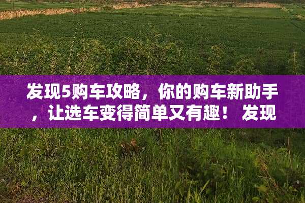 发现5购车攻略，你的购车新助手，让选车变得简单又有趣！ 发现5购车攻略游戏下载