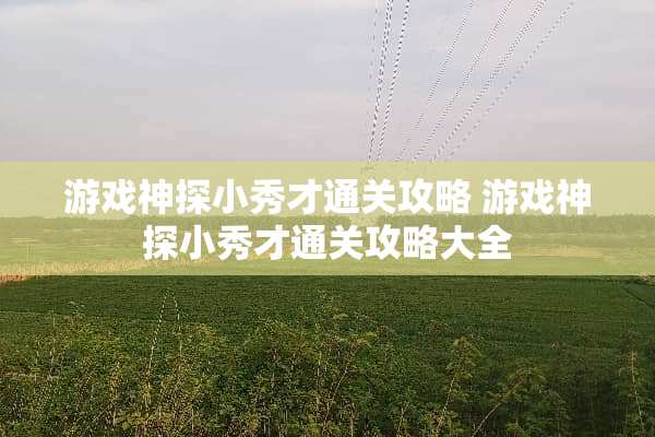 游戏神探小秀才通关攻略 游戏神探小秀才通关攻略大全
