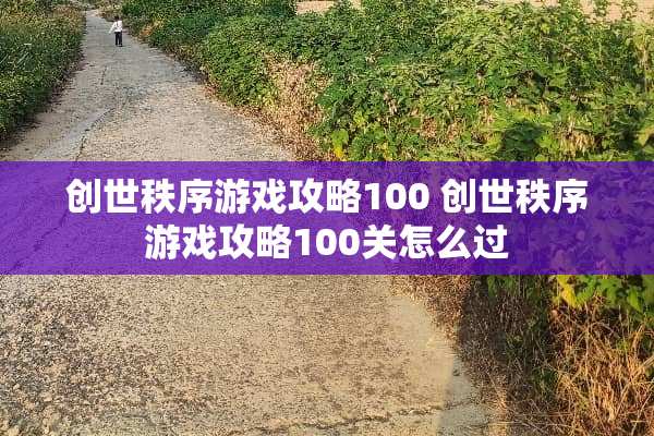 创世秩序游戏攻略100 创世秩序游戏攻略100关怎么过