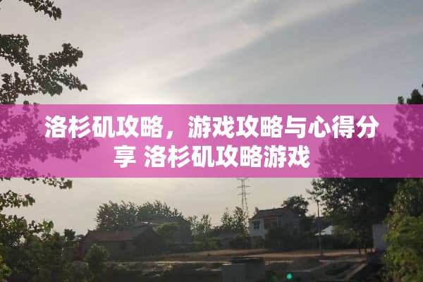 洛杉矶攻略，游戏攻略与心得分享 洛杉矶攻略游戏