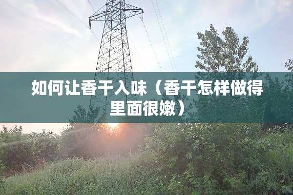 如何让香干入味（香干怎样做得里面很嫩）