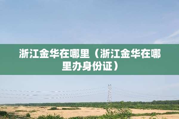 浙江金华在哪里（浙江金华在哪里办***）