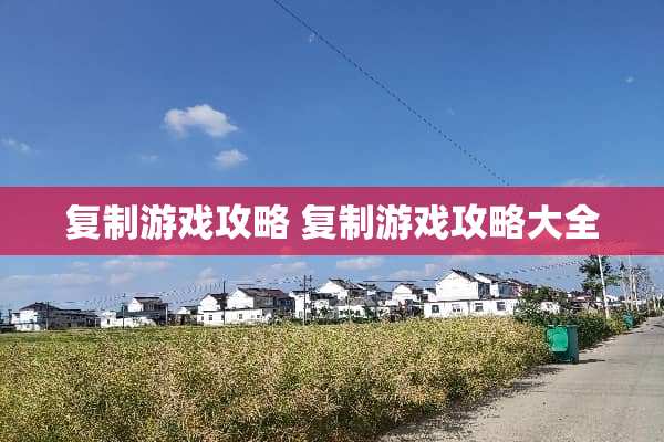 复制游戏攻略 复制游戏攻略大全