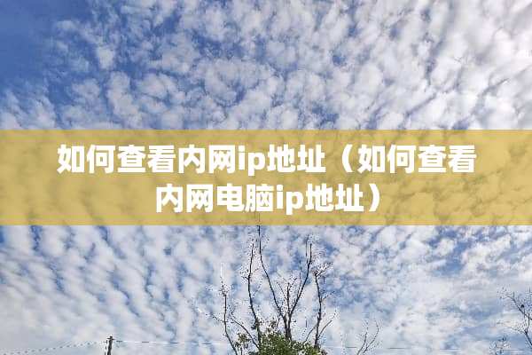 如何查看内网ip地址（如何查看内网电脑ip地址）